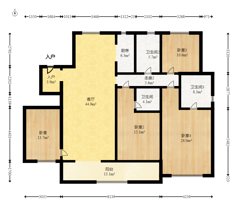 金茂建发观悦  4室2厅2卫    300.0万室内图1