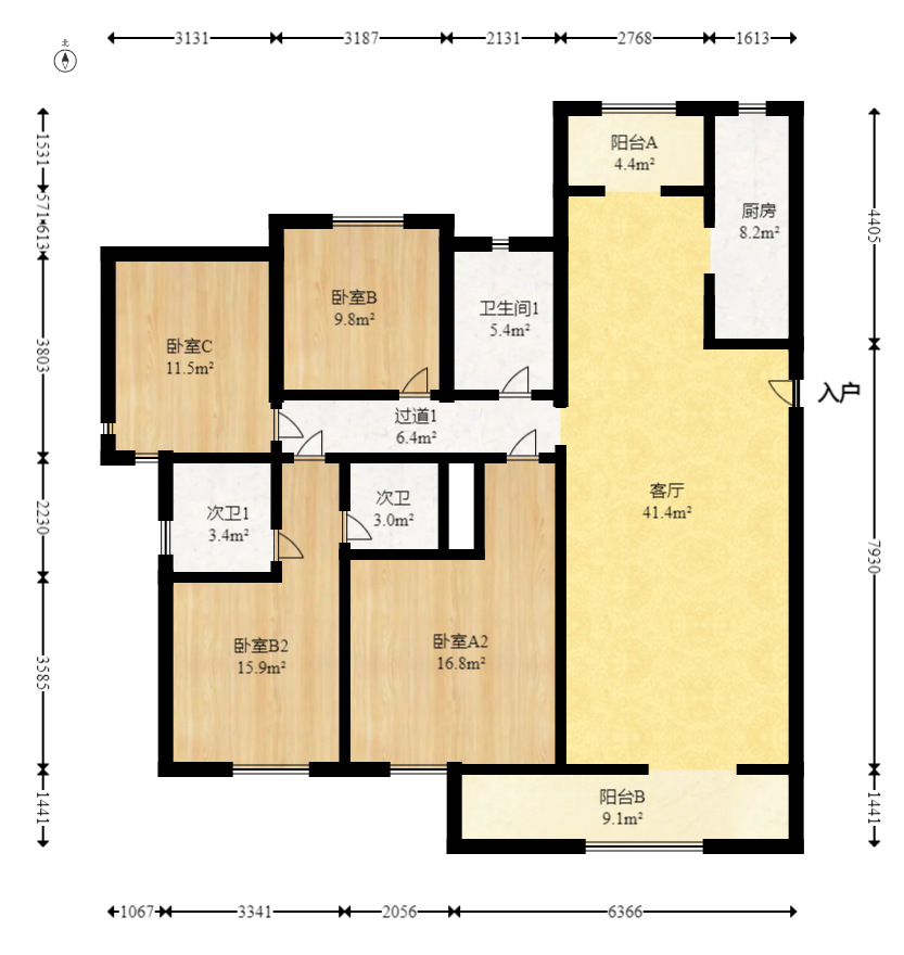 世茂璀璨天城 4室2厅2卫 160.8万 世茂璀璨天城 4室2厅2卫 160.8万户型图