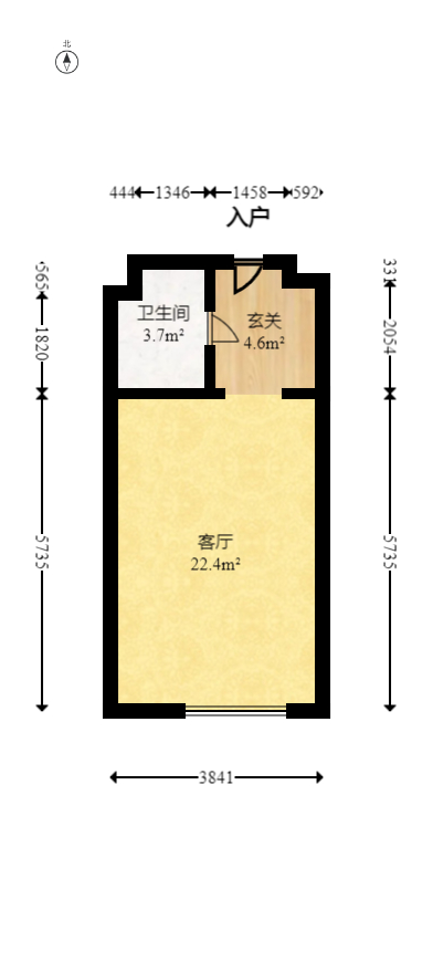 五江天街北区  1室1厅1卫   34.00万室内图1