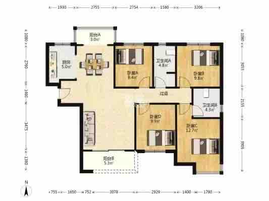 中建玥熙台  4室2厅2卫   78.00万