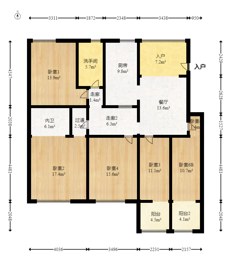 茂华国际湘  3室2厅1卫   154.80万室内图1