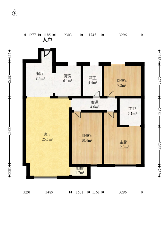 建发央著  3室2厅2卫   181.00万室内图1