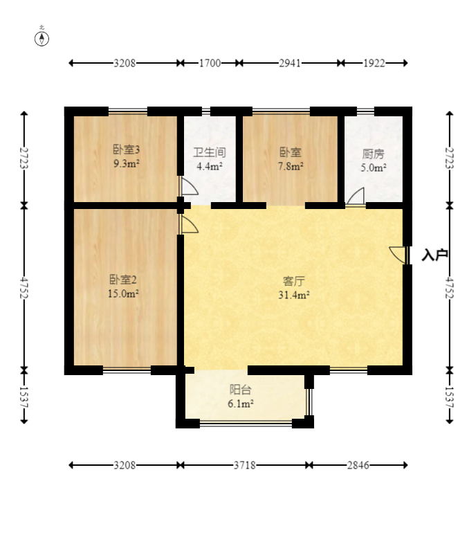 中国铁建国际城二期 3室2厅1卫 53.8万 中国铁建国际城二期 3室2厅1卫 53.8万户型图