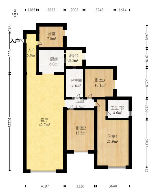 财汇新天地(财汇商务广场) 4室2厅2卫 74.2万 财汇新天地(财汇商务广场) 4室2厅2卫 74.2万户型图