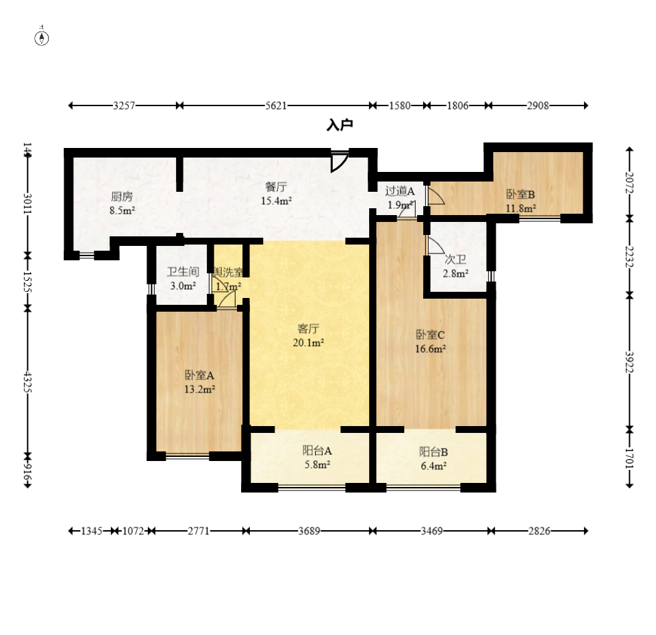 中建嘉和城  3室2厅2卫    120.0万室内图1
