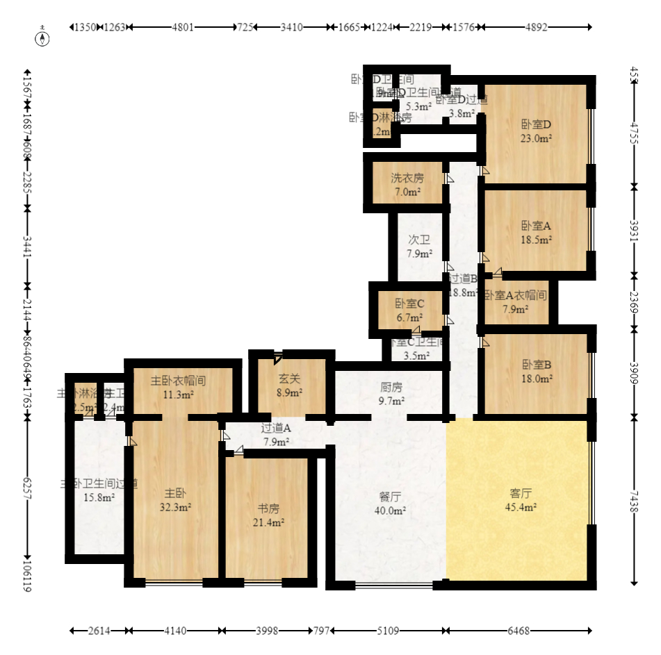 运达中央广场一、二期  6室3厅4卫    1680.0万 运达中央广场一、二期  6室3厅4卫    1680.0万户型图