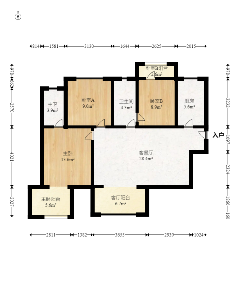 保利西海岸B区  3室2厅1卫   219.60万室内图1