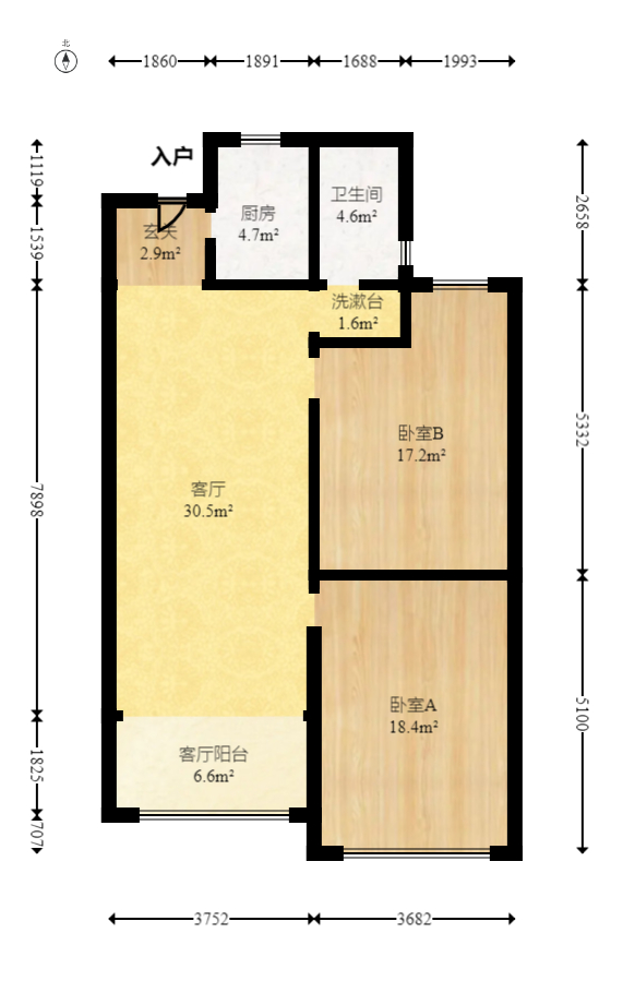 鑫远悦城（鑫远悦时代）  3室2厅1卫   76.00万室内图1