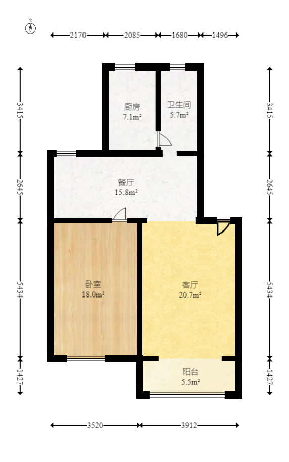 东岸锦城(东方人家)  3室2厅1卫   70.00万室内图1