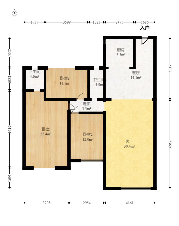 中交中央公园D1区  3室2厅2卫   137.00万室内图1