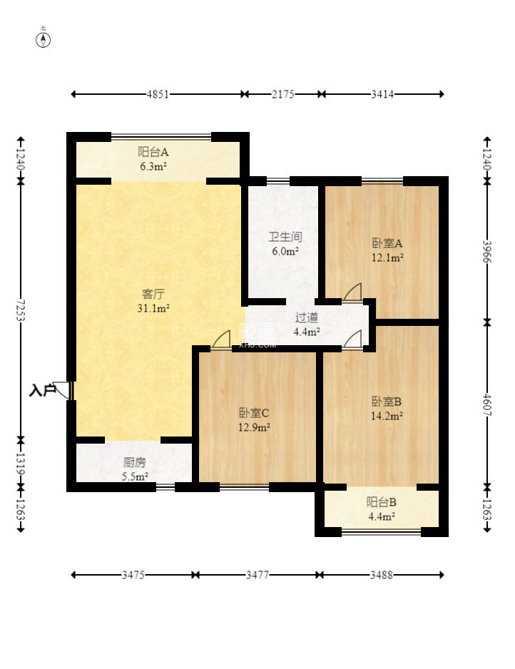 福泽园  3室1厅1卫    125.0万