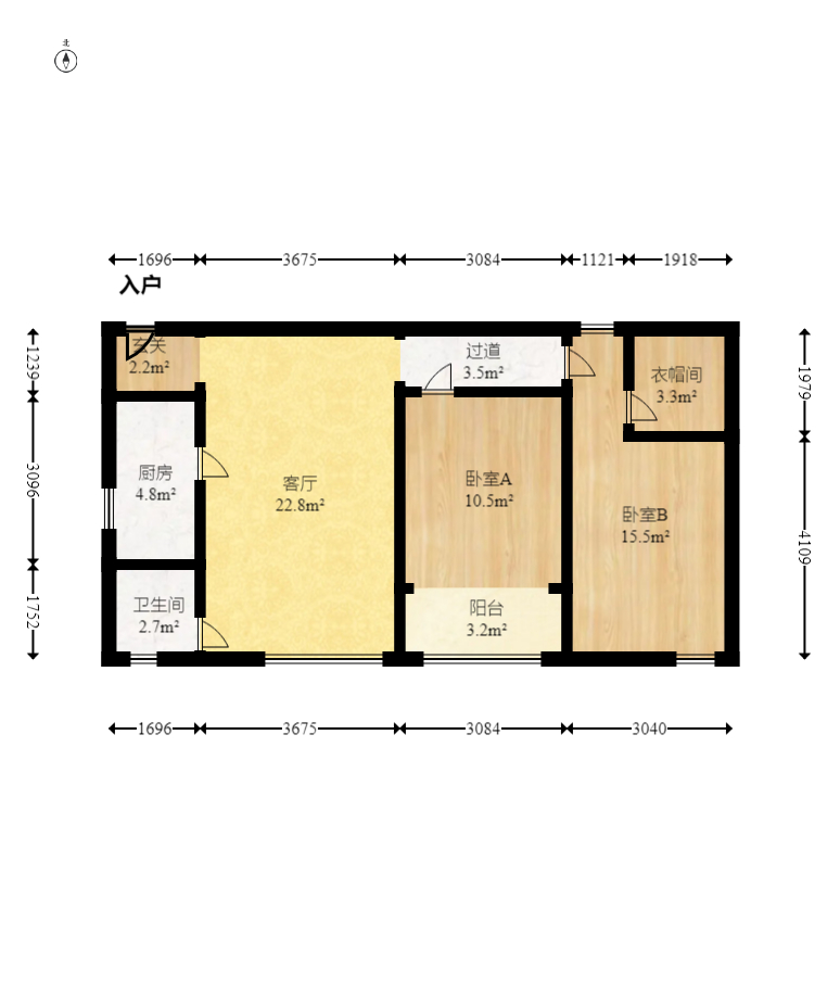 建鸿达现代公寓  2室1厅1卫   71.80万室内图1