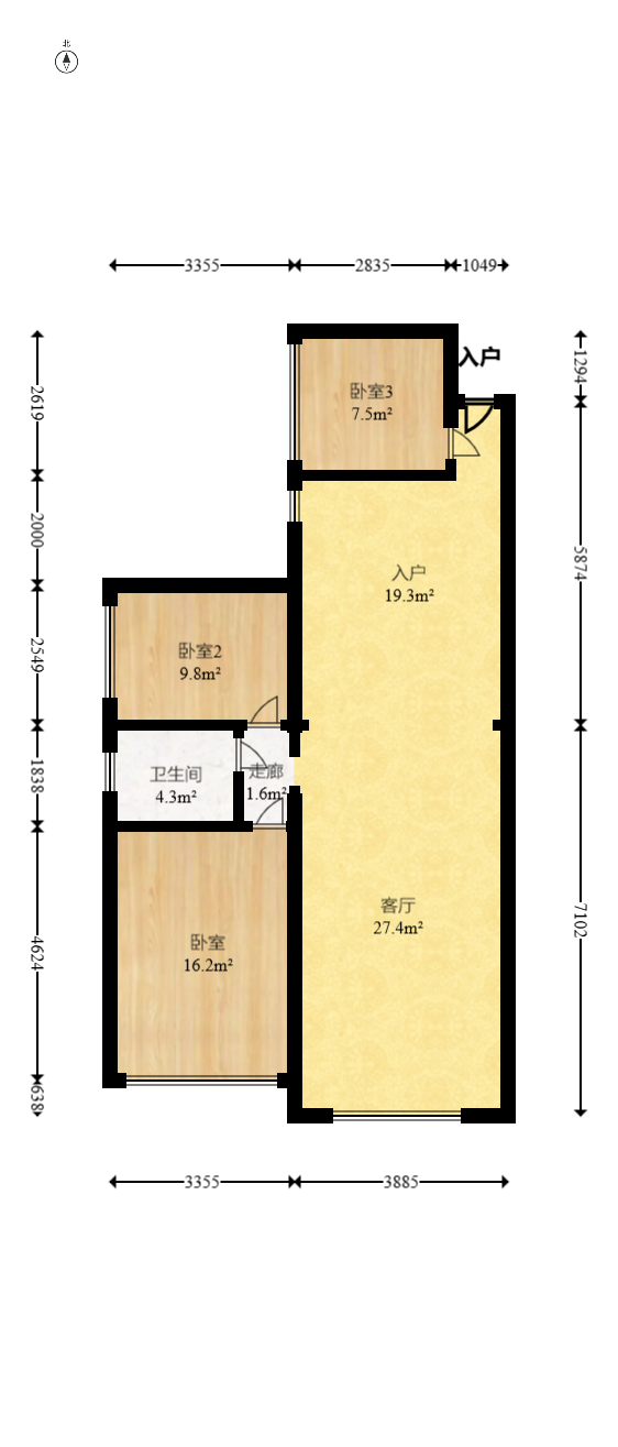 海德公园  3室2厅1卫    78.0万 海德公园  3室2厅1卫    78.0万户型图