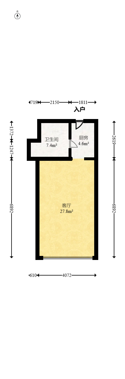 东方美地  1室0厅1卫   33.00万室内图1