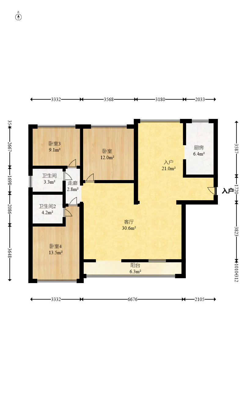 东方美地  3室2厅2卫    86.0万 东方美地  3室2厅2卫    86.0万户型图