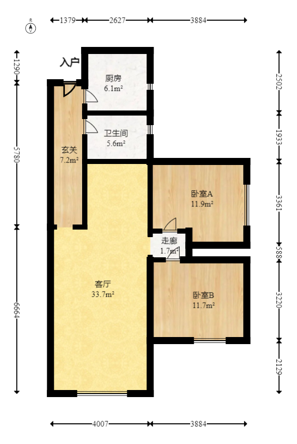 保利花园  2室2厅1卫   96.80万室内图1