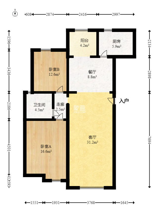保利花园  2室2厅1卫   109.90万