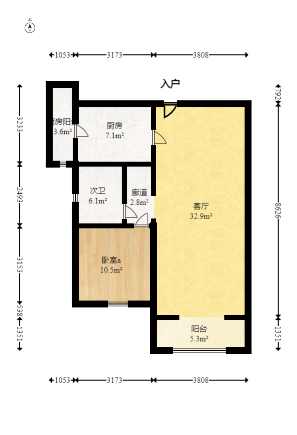 保利麓谷林语E区  4室2厅2卫   115.00万室内图1