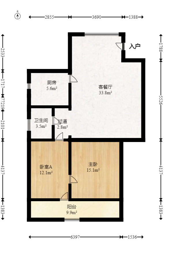 园林局宿舍  2室1厅1卫   81.80万室内图1