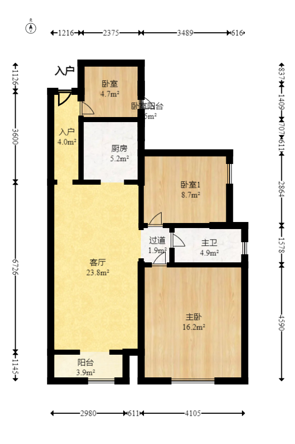 和悦城(蟠龙景苑)  3室2厅1卫   76.00万室内图1