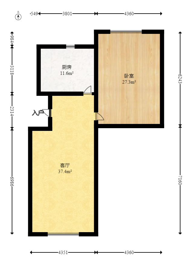 金鹰机电大市场  1室1厅1卫   20.80万室内图1