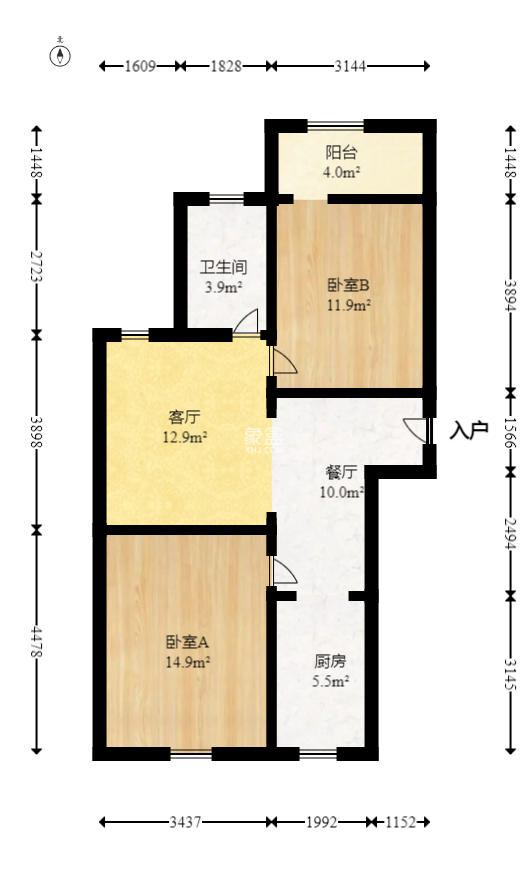 龙吉湾小区（龙瑞尚苑）  2室1厅1卫   45.00万室内图1