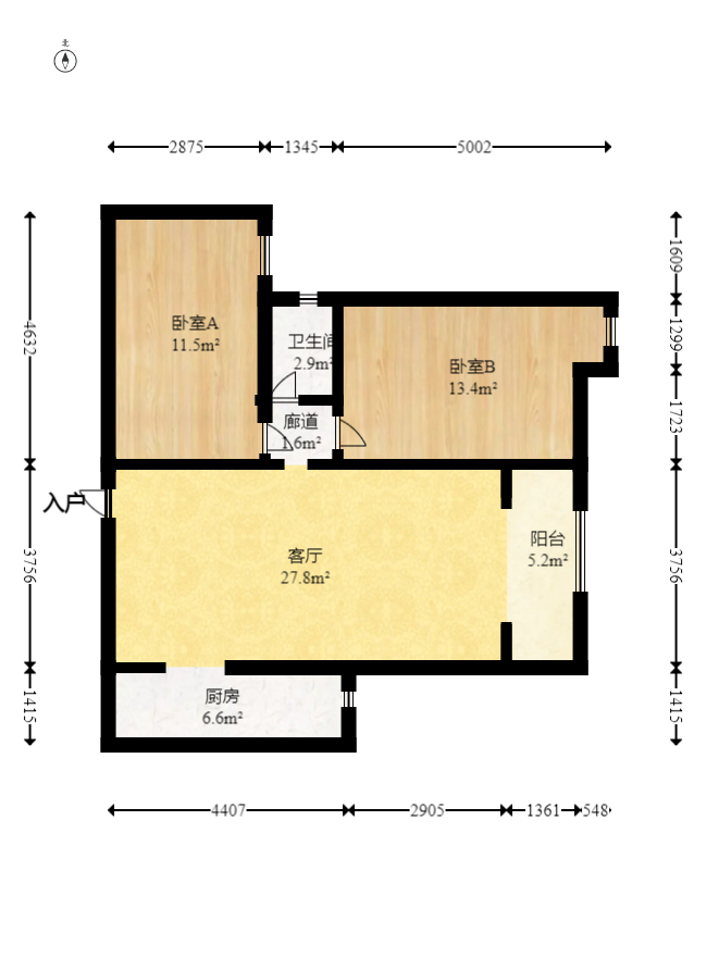 融科东南海  2室1厅1卫   90.00万室内图1