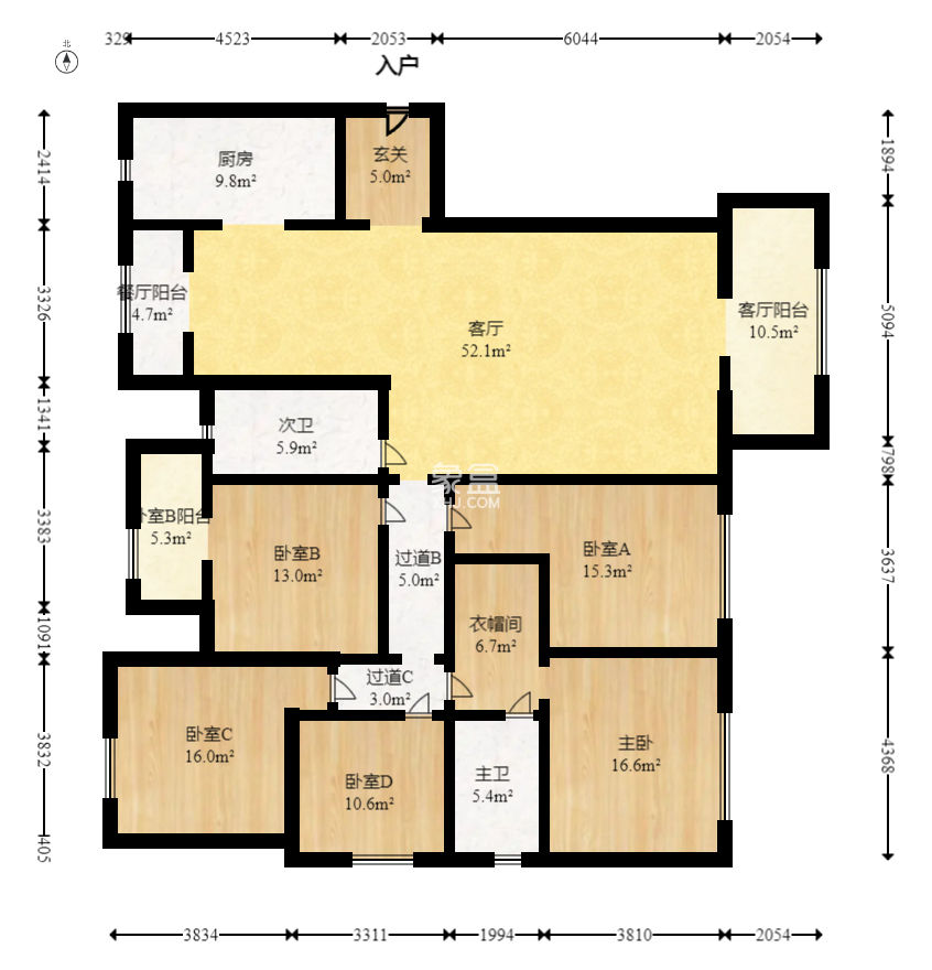 长房东旭国际  5室2厅2卫   192.50万