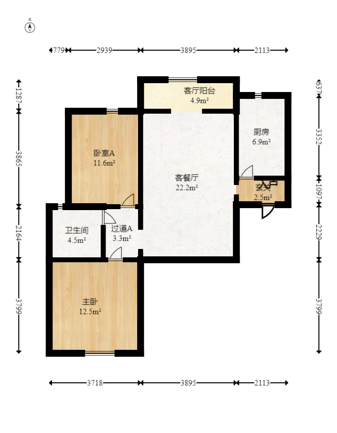 天骄福邸  2室2厅1卫   98.00万室内图1