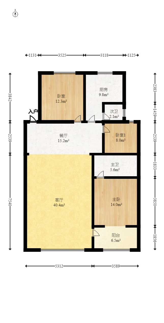 芙蓉区工商局宿舍  3室2厅2卫   74.80万室内图1