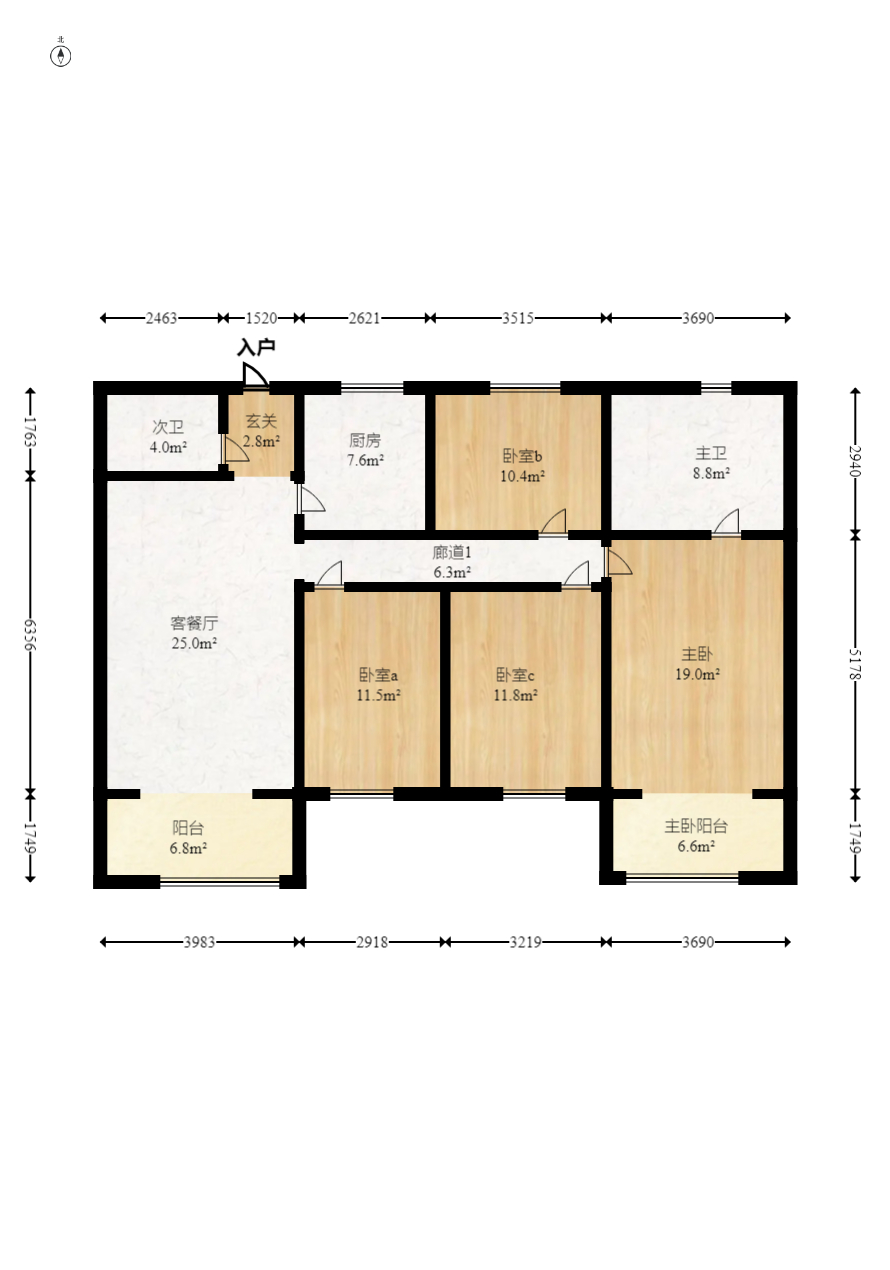 梅溪正荣府  4室2厅2卫    141.0万室内图1