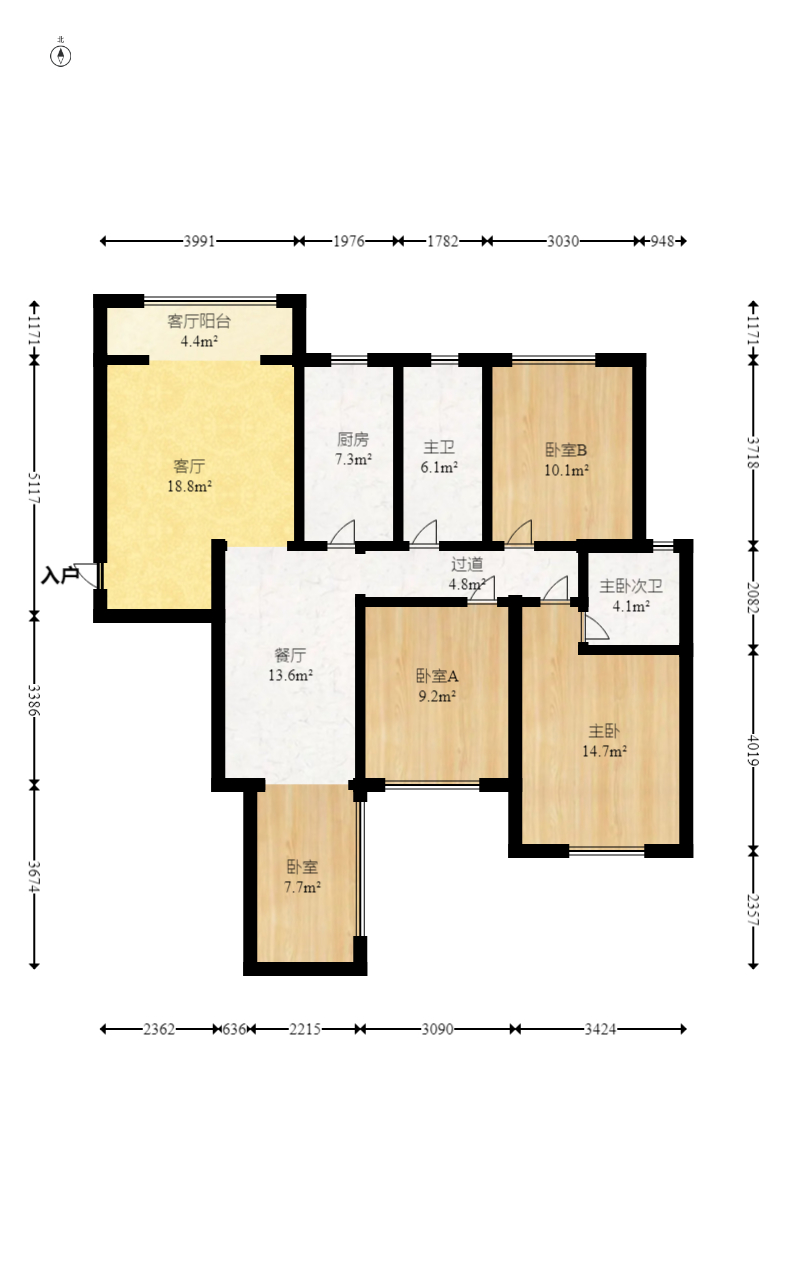 时代星空 3室2厅2卫 84.9万 时代星空 3室2厅2卫 84.9万户型图