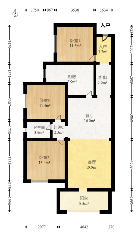 润和长郡（润和紫郡二三期）  3室2厅1卫   82.00万室内图1