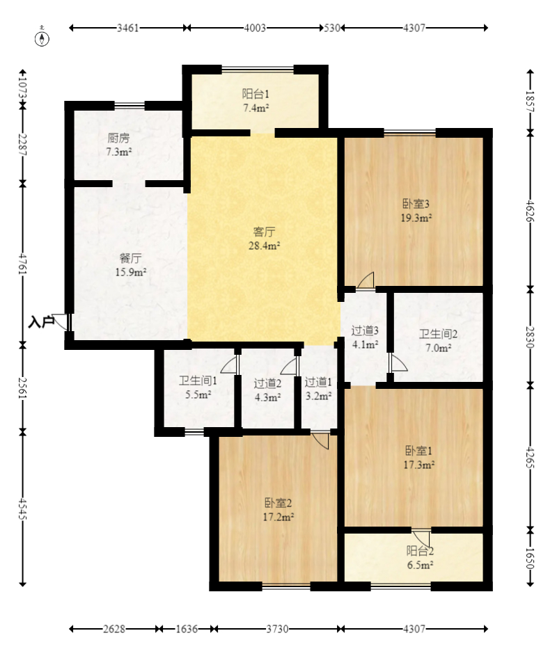 长高圆梦佳苑 4室2厅2卫 99.8万 长高圆梦佳苑 4室2厅2卫 99.8万户型图