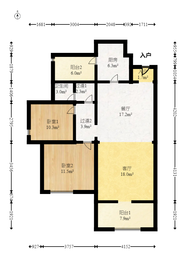 勤诚达新界  2室2厅1卫    86.0万 勤诚达新界  2室2厅1卫    86.0万户型图