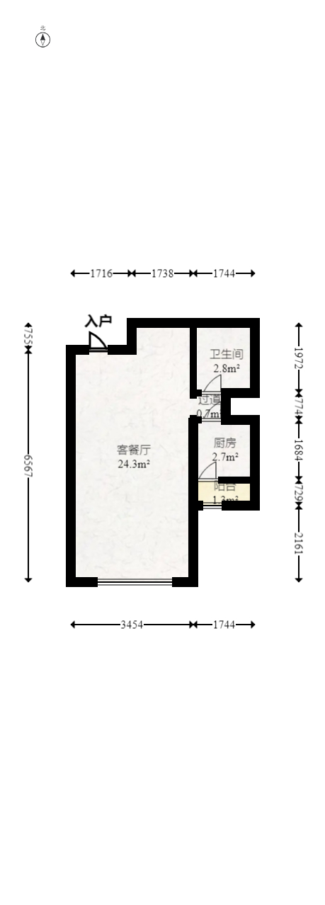 旭辉藏郡（藏郡、旭湘华府)  1室1厅1卫   36.80万室内图1