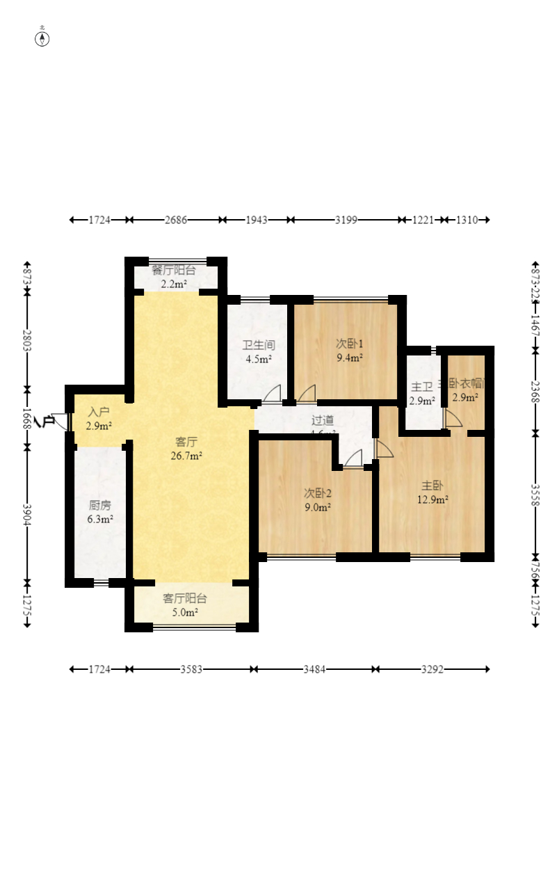 中建悅和城  3室2廳2衛(wèi)    126.0萬室內(nèi)圖1