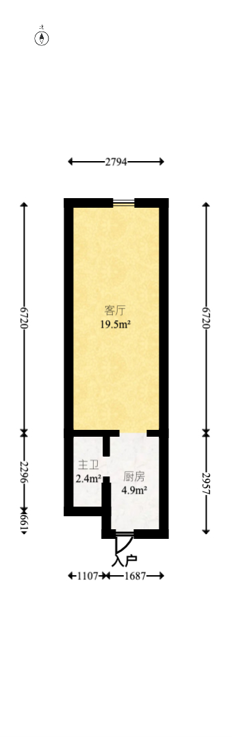 保利香槟国际  1室1厅1卫   27.80万室内图1