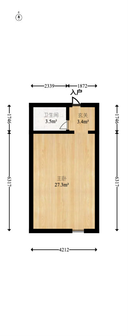 中交里城  1室1厅1卫   25.00万室内图1