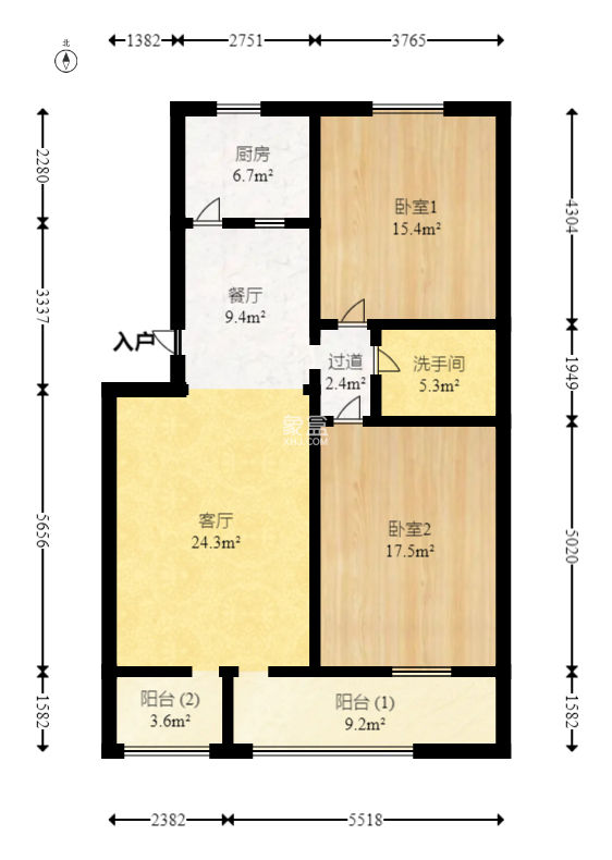 砂子塘社区 2室2厅1厨1卫 88.00万