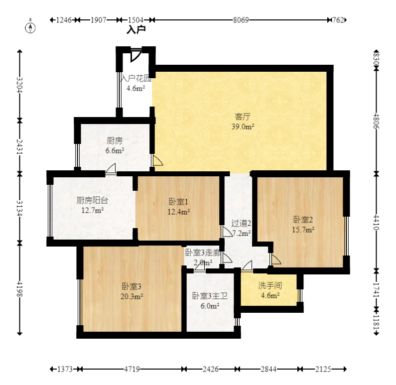 万博汇  3室2厅2卫   269.00万室内图1