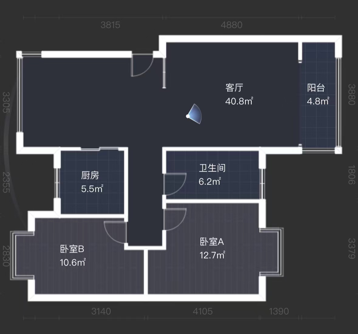 华府龙苑  2室2厅1卫   55.00万室内图