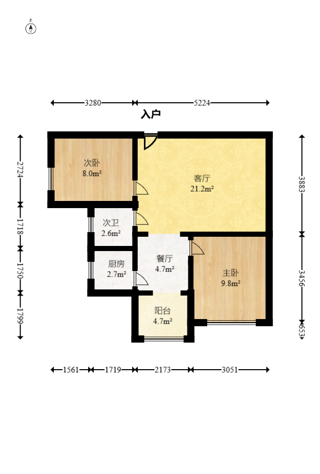 御景峰 2室2厅1卫 118.00万 御景峰 2室2厅1卫 118.00万户型图