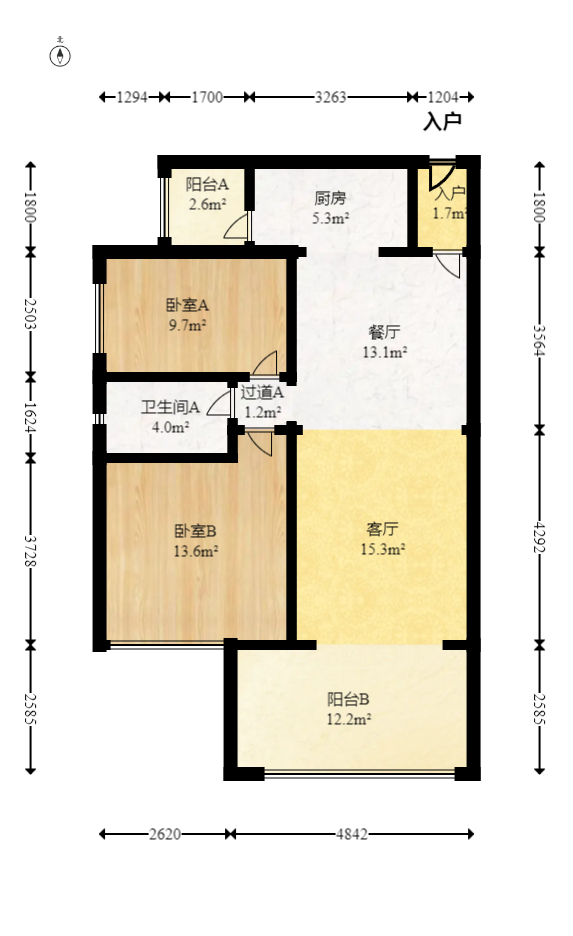 时代倾城二期  2室1厅1卫    85.0万室内图1
