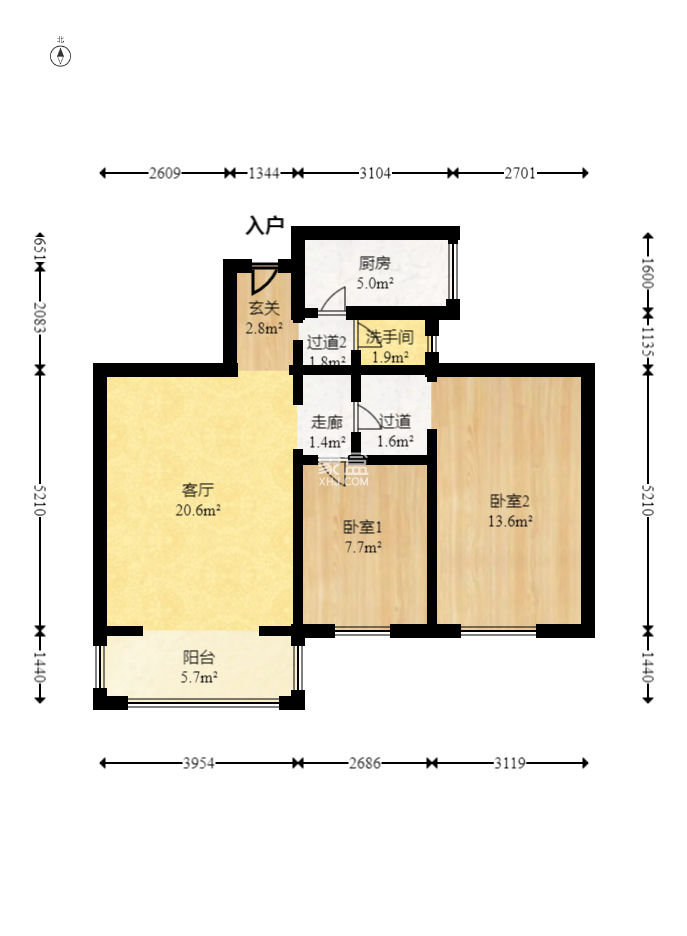 凱姆國際  2室2廳1衛(wèi)   65.00萬