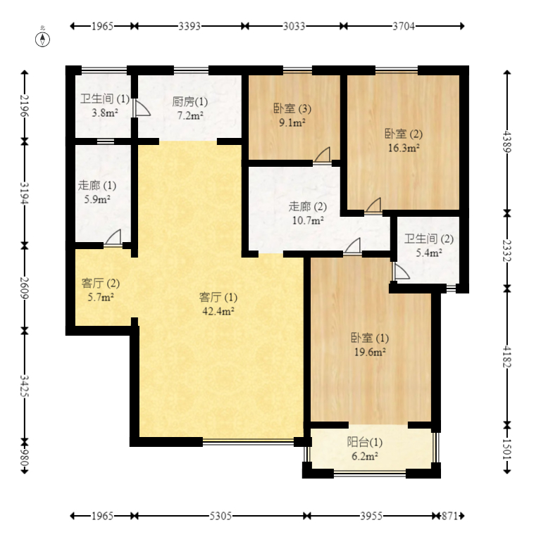 升远君尚嘉筑  5室2厅2卫    224.0万室内图1