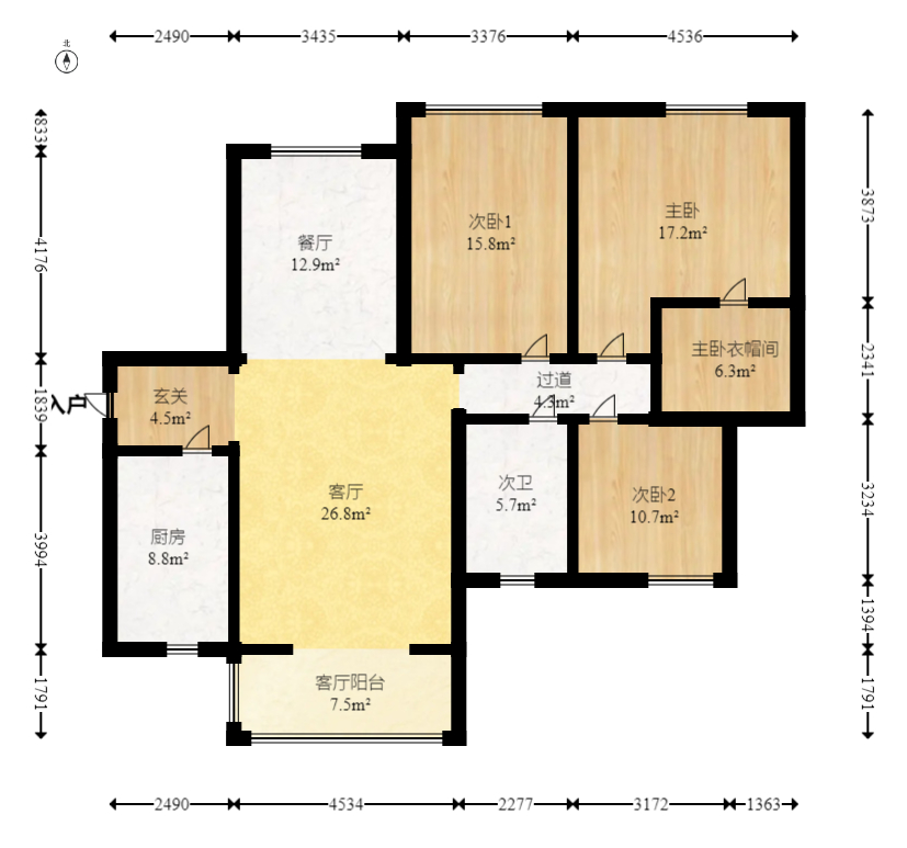 极目楚天  3室2厅2卫    116.0万 极目楚天  3室2厅2卫    116.0万户型图