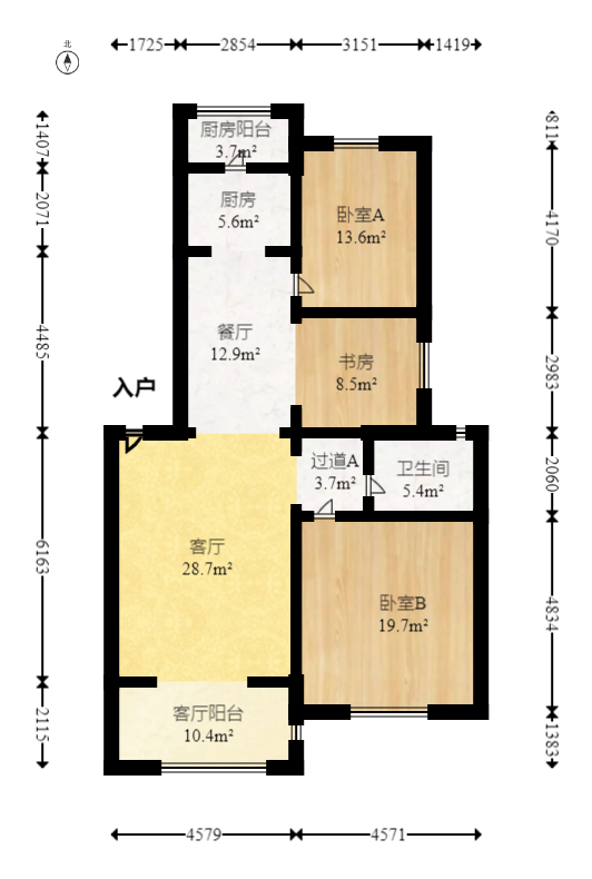 澳海澜庭  3室2厅1卫   70.00万室内图1