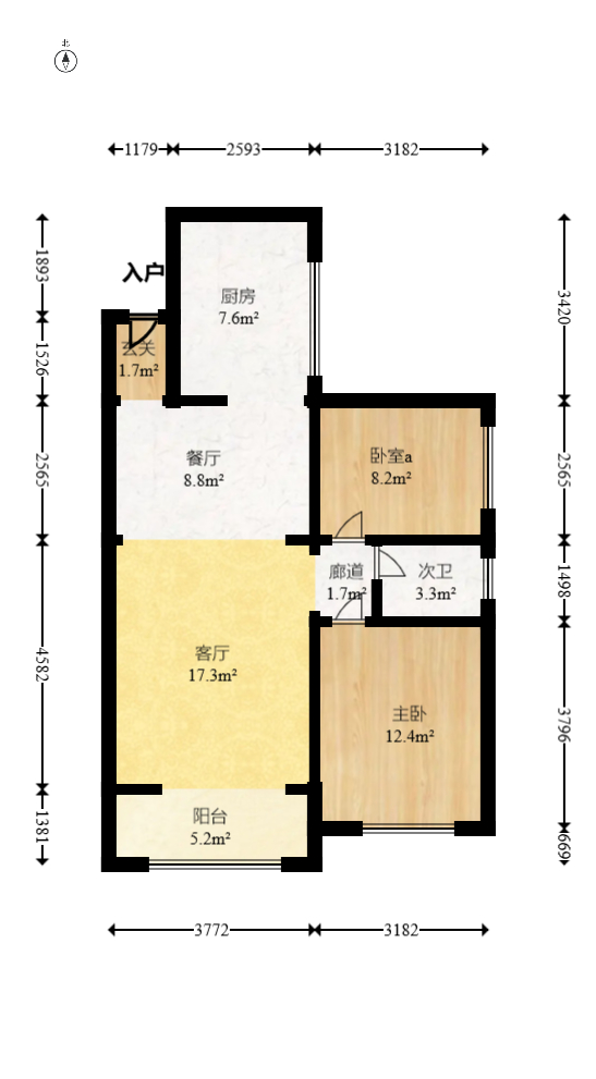天元涉外景园C区 2室2厅1卫 76.0万 天元涉外景园C区 2室2厅1卫 76.0万户型图