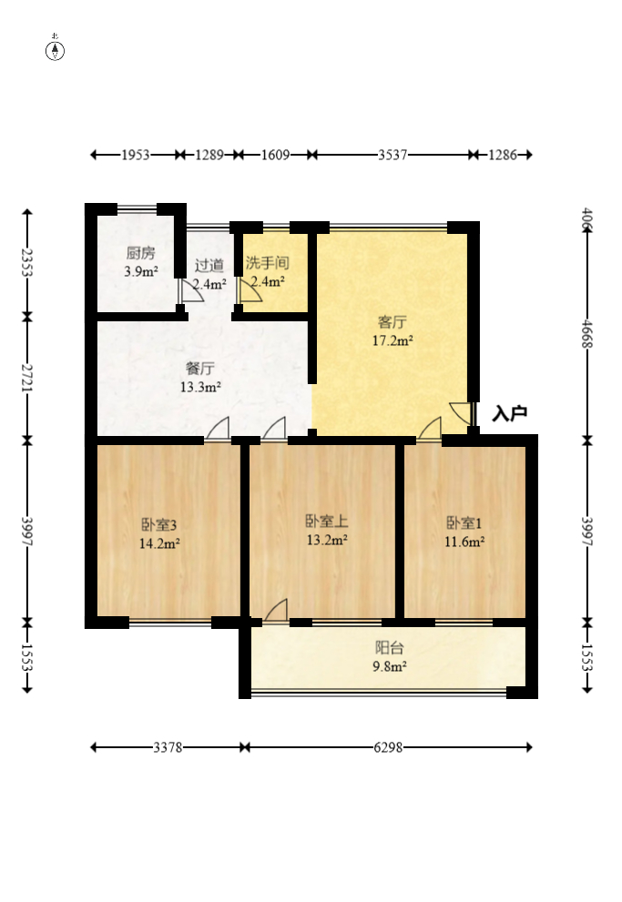南园小区  3室1厅1卫   49.80万室内图1